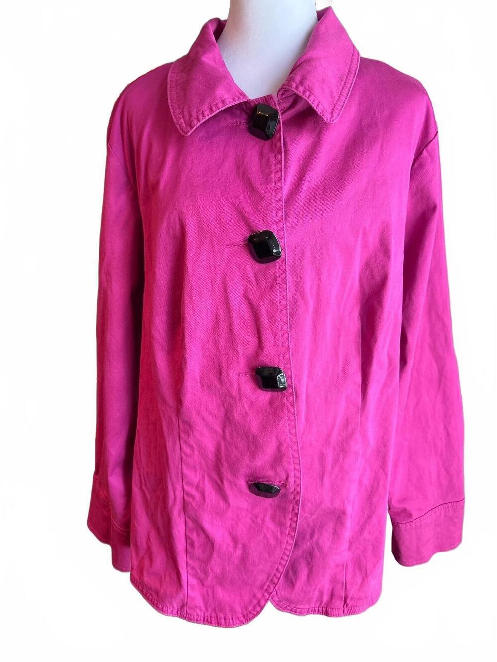Fuchsia Button Coat by LAL Live a Little Women’s 1X
